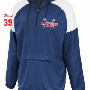 FYL Quarter Zip Wind/Water Resistant Hooded Jacket in Navy/White