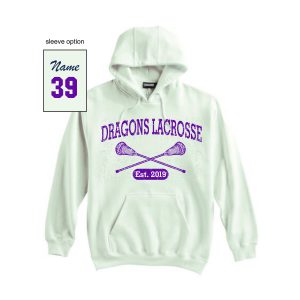 Dragons Lacrosse Heavyweight Cotton Hoody in Retro White
