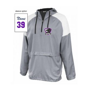 Dragons Lacrosse Rain and Wind Resistant Team Jacket in Grey & White
