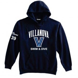 Villanova Swim & Dive Heavyweight Cotton Hoody in Navy