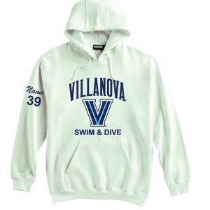 Villanova Swim & Dive Heavyweight Cotton Hoody in Retro White