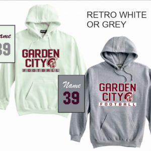 Garden City Football Heavyweight Cotton Hoody in Retro White OR Grey