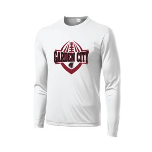Garden City Football Unisex Long Sleeve Moisture Wicking Tee in White