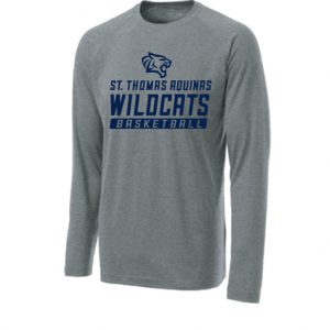 St Thomas Basketball Unisex Long Sleeve Performance Tee in Grey