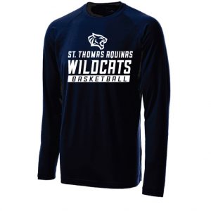 St Thomas Basketball Unisex Long Sleeve Performance Tee in Navy