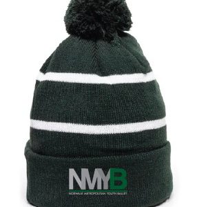 *NEW* NMYB Winter Pom-Pom Hat in Green/White Stripe