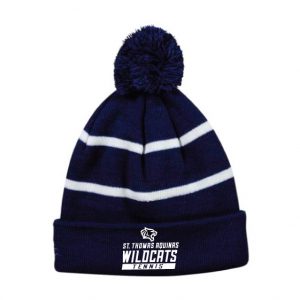 St Thomas Tennis Winter Pom-Pom Hat in Navy/White