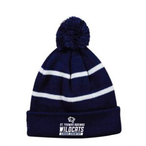 St Thomas Cross Country Winter Pom-Pom Hat in Navy/White
