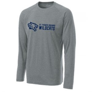 St Thomas Wildcats Unisex Long Sleeve Performance Tee in Grey