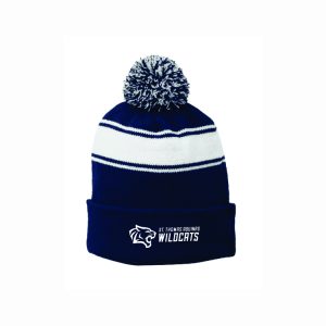St Thomas Wildcats Winter Pom-Pom Hat in Navy/White