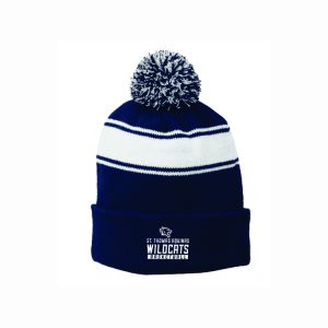 St Thomas Basketball Winter Pom-Pom Hat in Navy/White