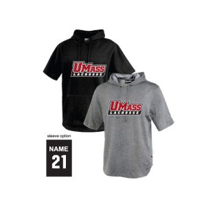 UMASS Lacrosse Short Sleeve Dri Fit Hoody in Black or Grey