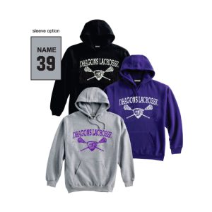 Dragons Lacrosse Heavyweight Cotton Hoody in Grey OR Black OR Purple