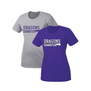 Dragons Lacrosse Women's Short Sleeve Dri-Fit Shooting Shirt in Grey or Purple