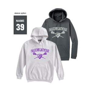 Dragons Lacrosse Moisture Wicking Performance Hoody in Grey or White