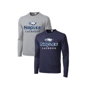 Naples Lacrosse Long Sleeve Practice Performance Tee- in Navy or Grey
