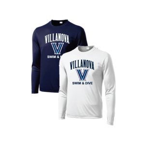Villanova Swim & Dive LS Performance Tee in Navy or White