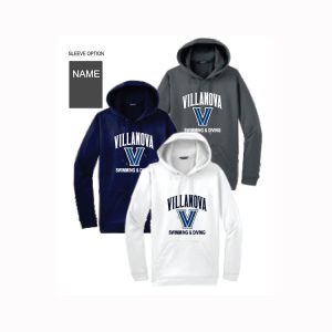 Villanova Swimming & Diving Moisture Wicking Hoody in Navy Or White Or Grey