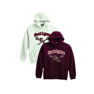 East Lyme Lacrosse Heavyweight Hoody in Maroon or Creamy White