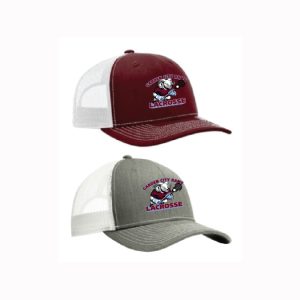 Garden City Rams Lacrosse Trucker Hat - in Maroon/White OR Grey/White