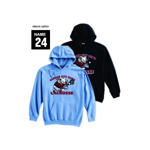 Garden City Rams Lacrosse Heavyweight Hoody in Carolina Blue or Black