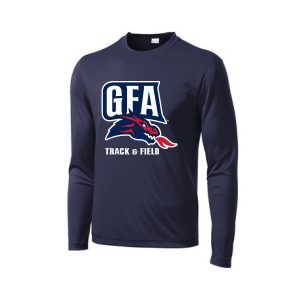 GFA Track & Field Long Sleeve Moisture Wicking Performance Tee in Navy