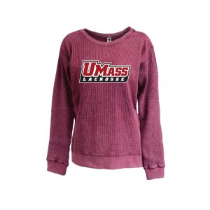 UMASS Lacrosse Waffle Relaxed Crew Pullover in Maroon