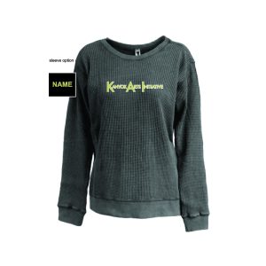 KAI Waffle Relaxed Crew Neck Pullover in Black