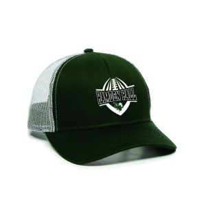 Hamden Hall Football Trucker Hat in Green/White
