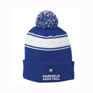 Fairfield PAL Basketball Winter Pom Pom Hat in Royal/White Stripe