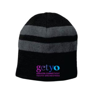 GCTYO Winter Beanie Hat in Black/Grey Stripe