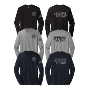 MTAPD Canine Unit Long Sleeve Tri Blend Performance Tee in Black, Grey OR Navy-Single Color Logos