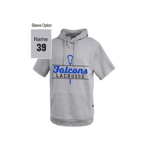 Ludlowe Falcons Lacrosse Short Sleeve Hoody in Grey