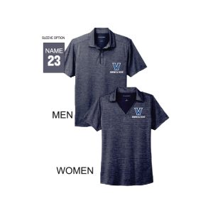 Villanova Swim & Dive Striped Polo Shirt in Navy and Carolina Blue