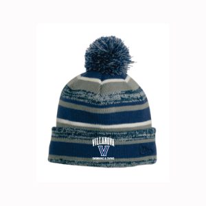Villanova Swim & Dive Pom Pom Winter Hat in Navy, Grey & White Stripe