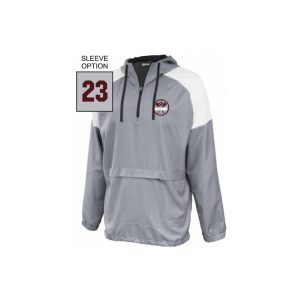 *NEW*Garden City Trojans Lacrosse 1/4 Zip Wind/Water Resistant Hooded Jacket in Grey/White