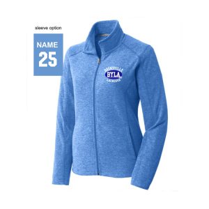 FOR MOMS - BYLA Women's FULL Zip Heathered Fleece Pullover in Royal Blue