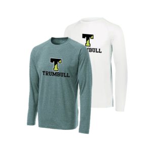 Trumbull Eagles Long Sleeve Tri Blend Tee in White or Grey