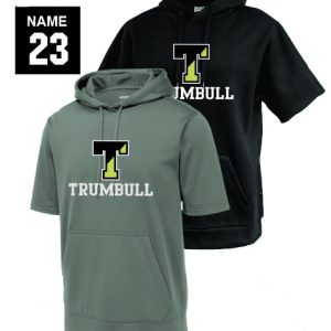 Trumbull Eagles Fleece Short Sleeve Hoody in Grey or Black