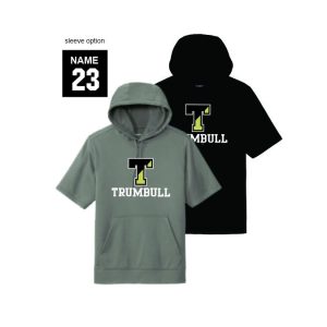 Trumbull Eagles Moisture Wicking Performance Short Sleeve Hoody in Black or Grey
