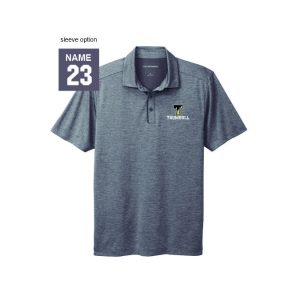 Trumbull Eagles Wicking Polo Shirt in Grey with Shadow Pinstripe