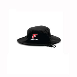 Fairfield U Men's Club Rugby Field Bucket Hat in Black with Drawstring