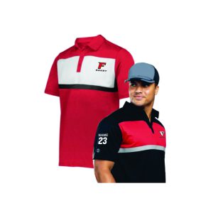 Fairfield U Club Rugby Throwback Polo in Red/Black/White Stripe