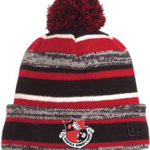 Fairfield U Club Rugby Pom-Pom Hat in Red/White/Black Stripe