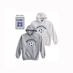 Bronxville Soccer Heavyweight Cotton Hoody in White or Grey