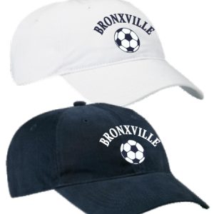 Bronxville Soccer Soft Brushed Cotton Baseball Hat in Navy or White
