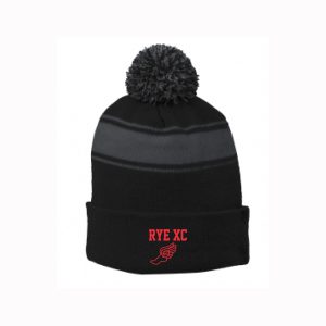 Rye X-Country Pom Pom Hat in Black/Grey Stripe