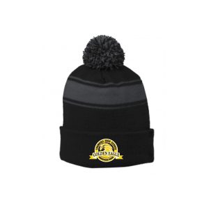 Trumbull H.S. Marching Band Pom Pom Hat in Black/Grey Stripe