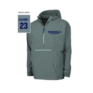 Bronxville H.S. Women's Lacrosse Windbreaker 1/4 Zip Pullover Jacket in Grey
