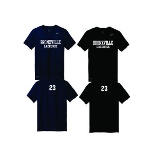 Bronxville H.S. Women's Lacrosse NIKE Short Sleeve Dri Fit Shooting Shirt in Navy or Black